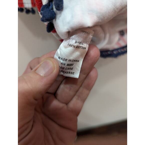 Beautiful red & white cotton striped embroidered peasant blouse - Picture 3 of 6